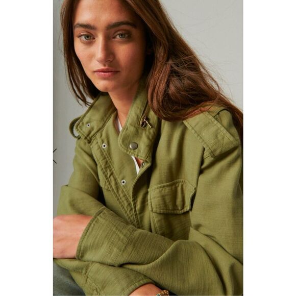 Lucky Brand 4 Pocket Military Jacket Olive Green Large - Picture 7 of 8